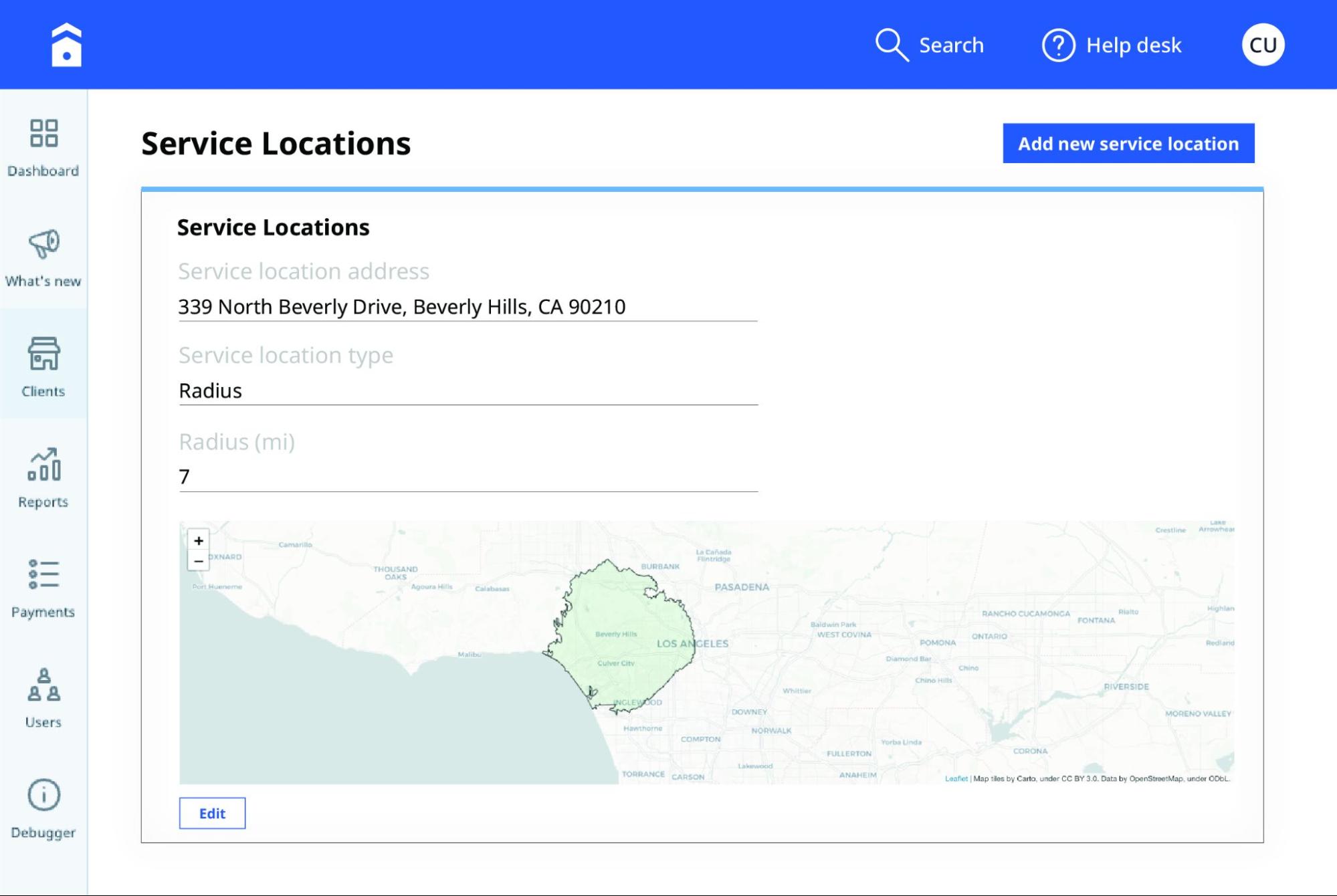 Centah’s geographic lead routing feature: Service locations based on radius.